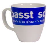 Tasse »basst scho« weiß/blau