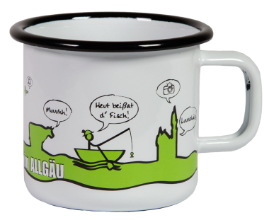 Tasse "Emaille" weiß/grün 